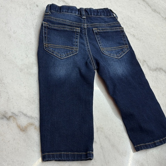 Blue Denim Straight-Leg Jeans with Elastic Waistband - Picture 2 of 3